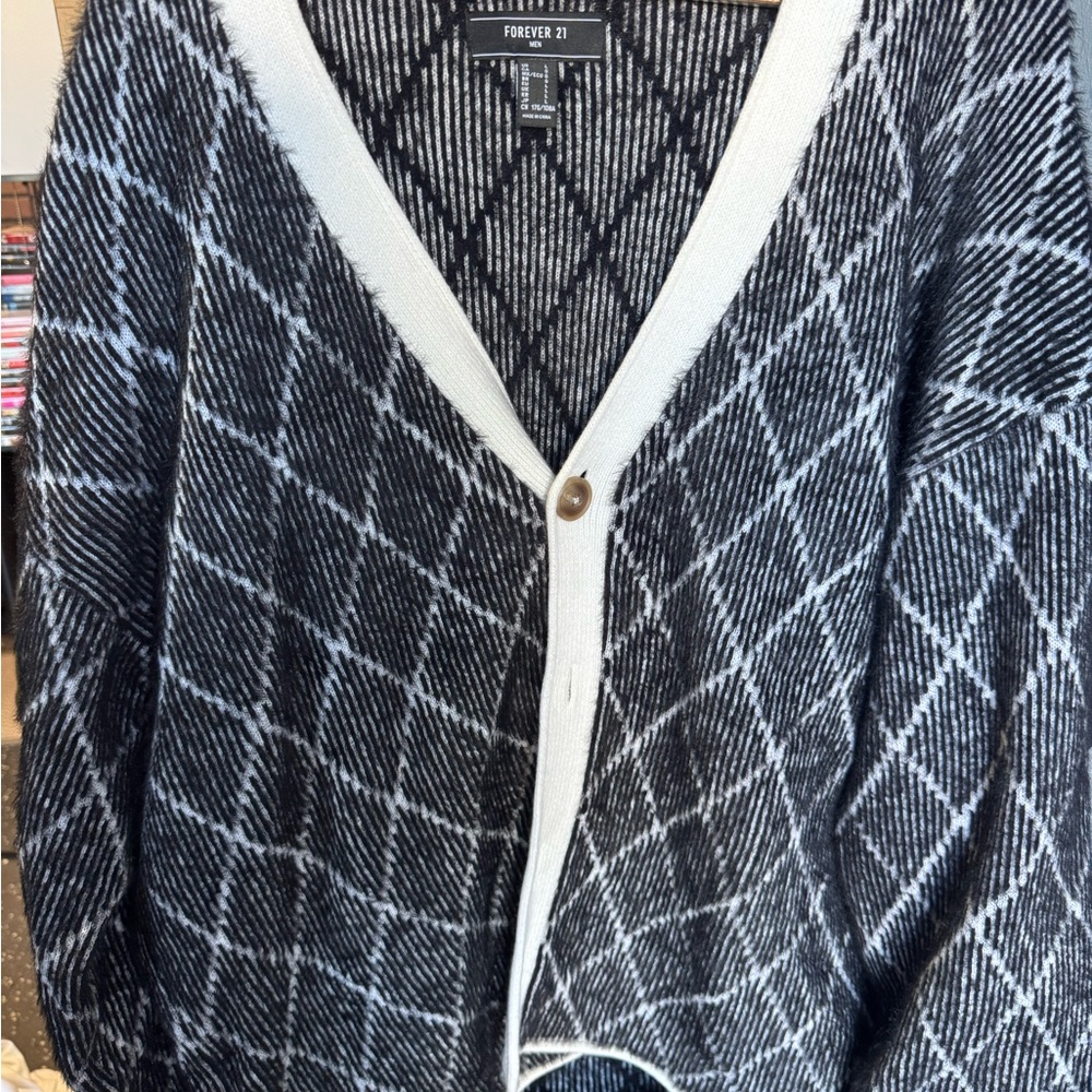 Forever 21 Monochrome Checkered Cardigan